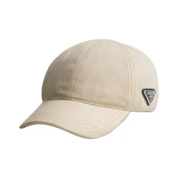 PRADA Fabric, Cotton Enamel, Metal Baseball Caps Men's Beige