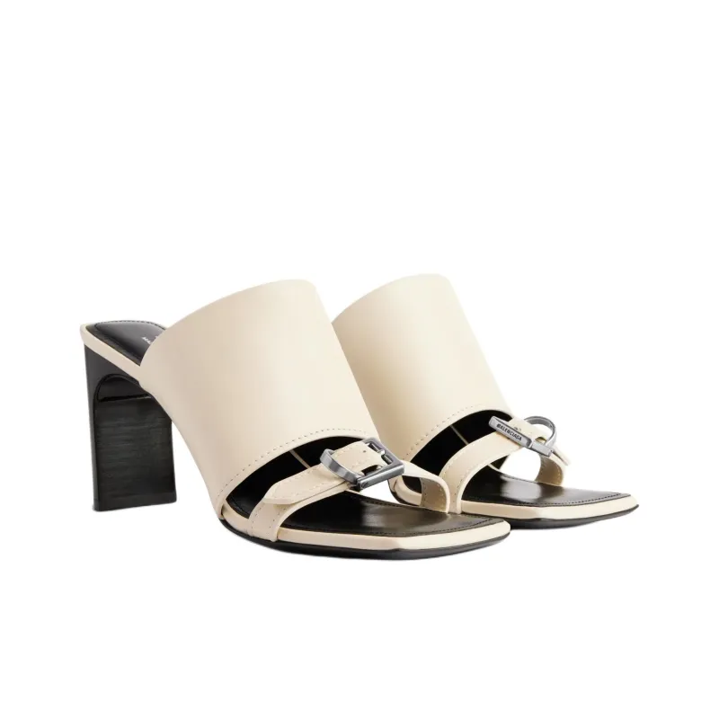 Balenciaga Bel Air Slide Slippers 8cm Women's Ecru-2