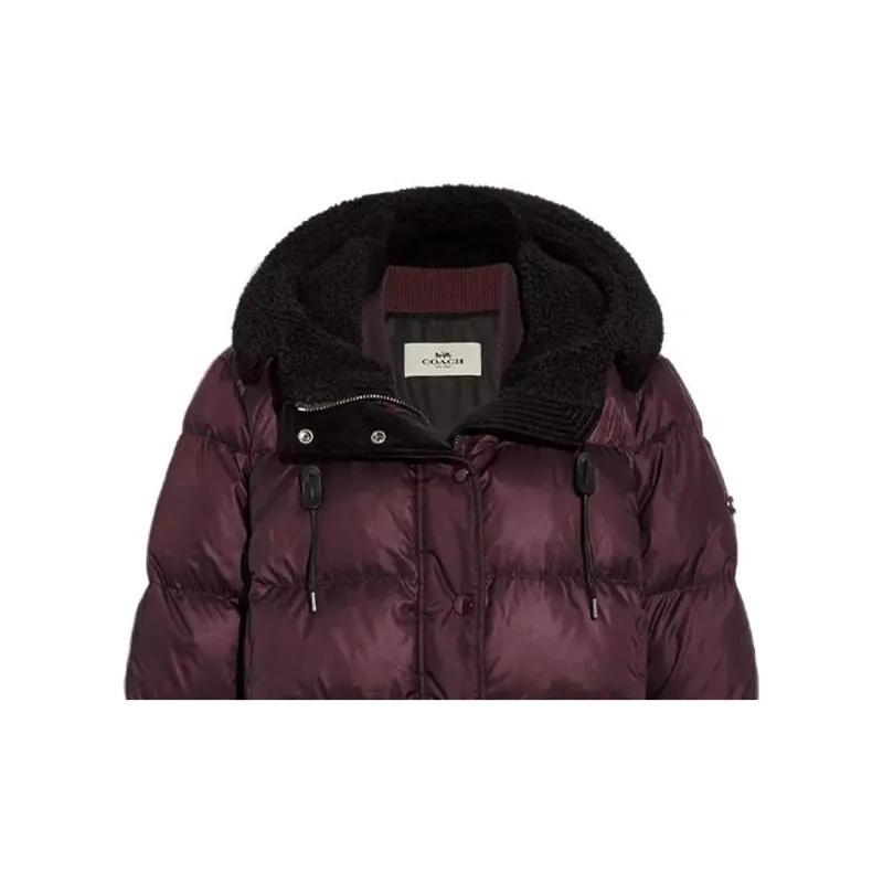 COACH Puffer Jacket Women's Burgundy-1