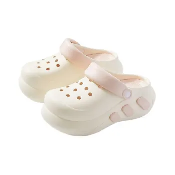 JINGEYU Minimalist Style Fashion Two Tone Platform Height Increasing Clogs Closed Toe Home Slippers