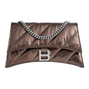 Balenciaga Calfskin Hourglass Bag, Shoulder Bag Mini Women's Bronze