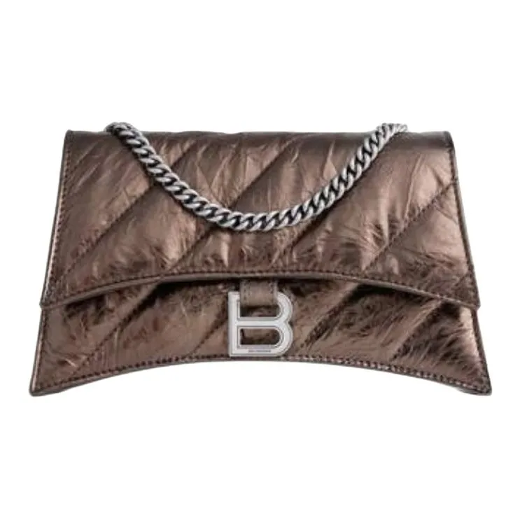 Balenciaga Calfskin Hourglass Bag, Shoulder Bag Mini Women's Bronze-0