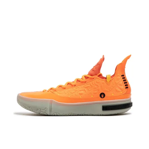 361° Anti Slip Wear Resistant Low Top Basketball Shoes Men's Fluorescent Laser Orange