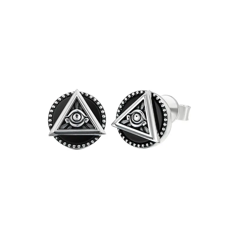 MYSH 925 Sterling Silver Stud Earrings Men's-5