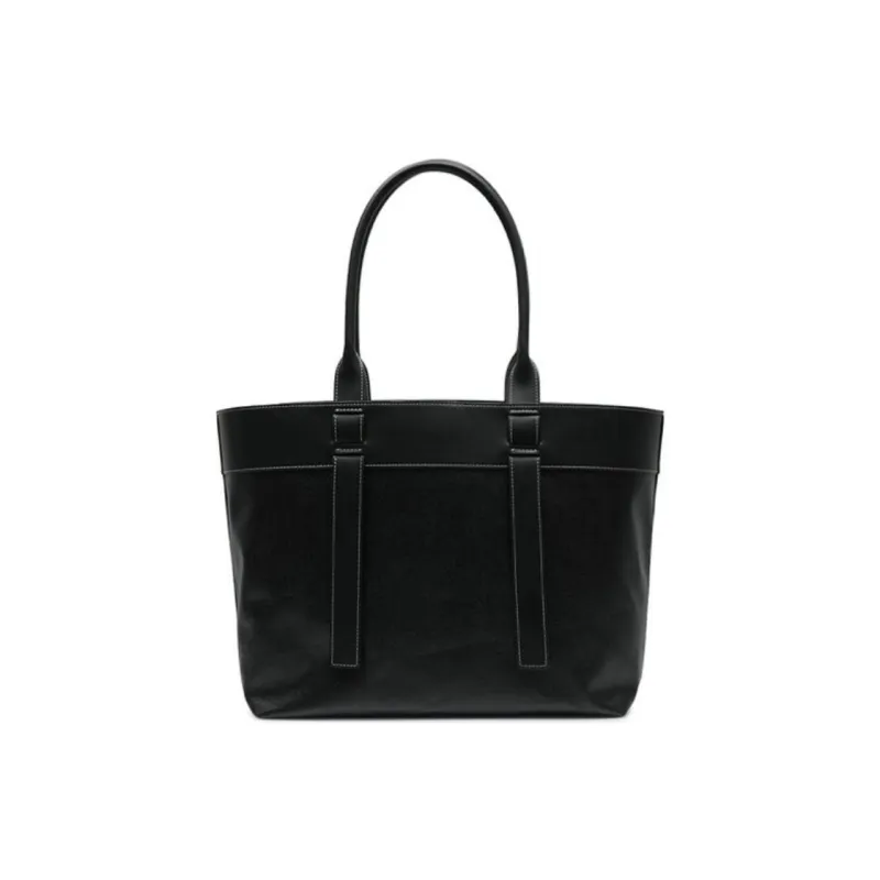 GANNI Cow Leather Tote Bag, Shopping Bag, Handbag, Shoulder Bag Women's Black-2