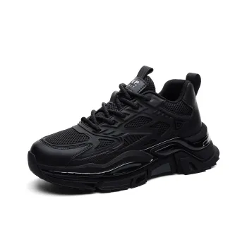JEEP SPIRIT Black Myth Slip Resistant, Abrasion Resistant, Breathable, Height Increasing Low Top Chunky Sneakers Men's