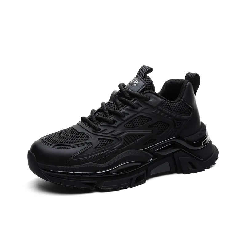 JEEP SPIRIT Black Myth Slip Resistant, Abrasion Resistant, Breathable, Height Increasing Low Top Chunky Sneakers Men's-0
