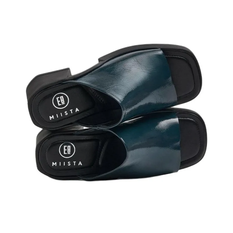 MIISTA Slide Slippers 6cm Women's Blue-3