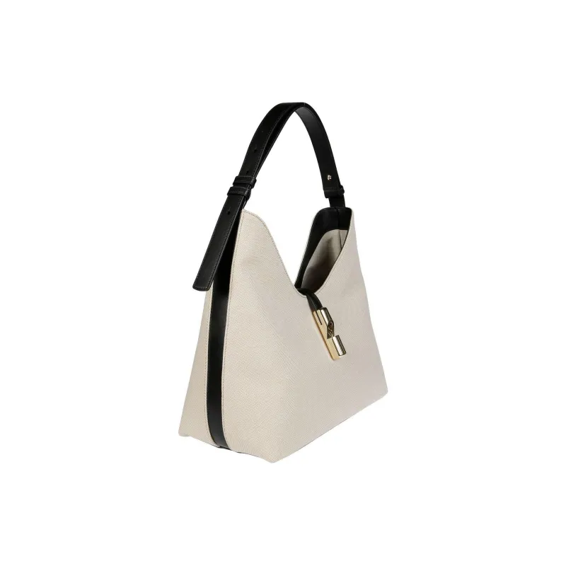 Furla GOCCIA Cotton Handbag Medium Size Women's Natural-1