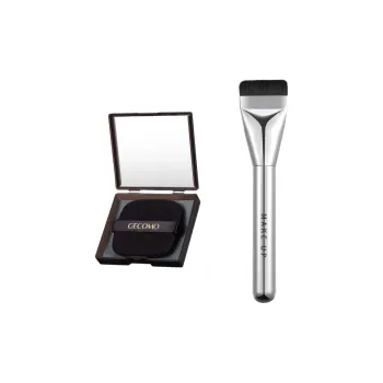 GECOMO Flat Foundation Brush+Oil Absorbing Paper Combo Includes Mirror Powder Puff