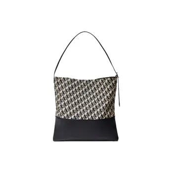 AQUASCUTUM Fabric With Vegetable Tanned Leather Tote Bag, Shoulder Bag Medium Size Women's Black