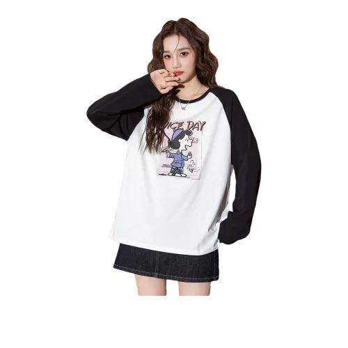 Tonlion Raglan Sleeve Long Sleeved T Shirts Women's
