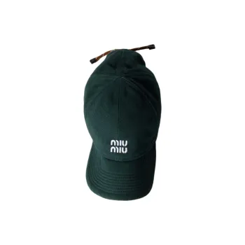 MIU MIU Denim Cotton Baseball Caps Unisex Tobacco
