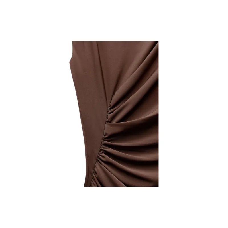 ZARA Sleeveless Dress Women's Brown-5