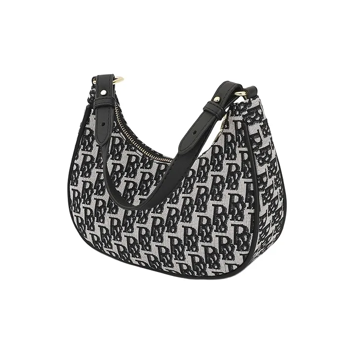 PESASRIE Canvas Portable Crossbody Bag Shoulder Bag Women's Black-4