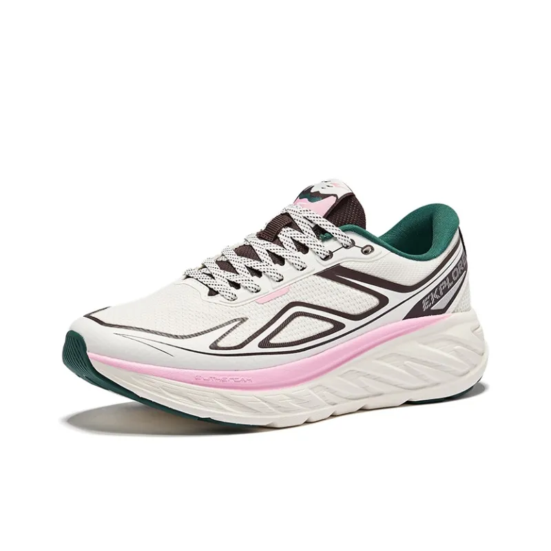Erke Rebound And Wear resistant Low Top QiTian Technology Running Shoes Women's Microcrystal White Coffee-2