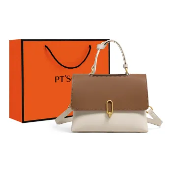PT'SON Cow Leather Handbags Shoulder Bag Crossbody Bag Regular Women's White & Coffee
