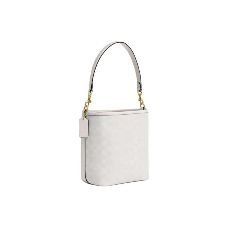 COACH Coated Canvas Shoulder Bag Small Size Women's White-1