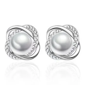 BLESSED BULLET Copper Artificial Pearl Stud Earrings Women's