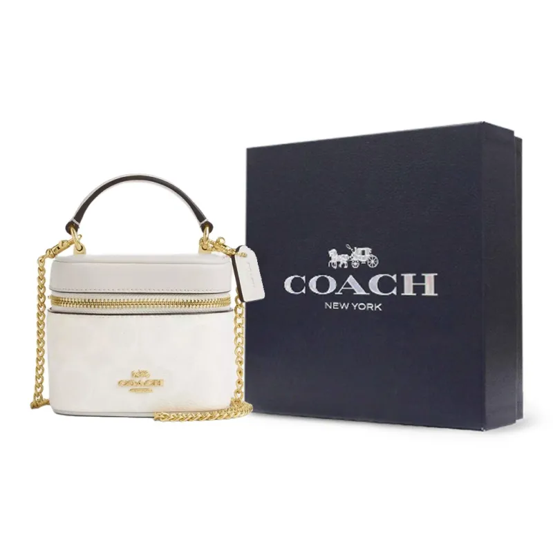 COACH Ava Canvas One Shoulder Handbags Mini Women's White-4