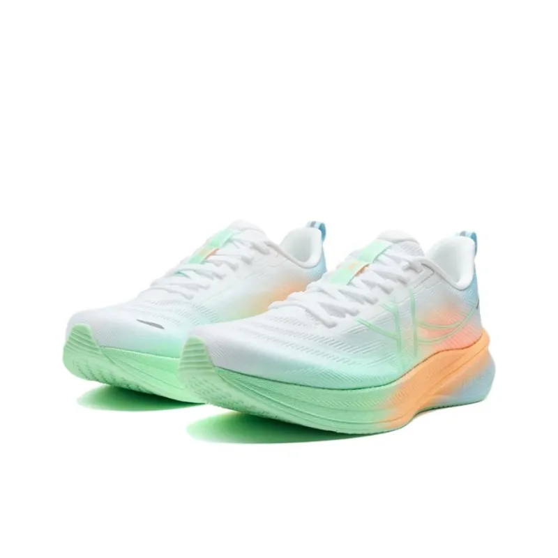 XTEP 360 Anti-Slip And Wear-Resistant Rebound Low-Top Sprint Running Shoes Men's White Green Orange-2