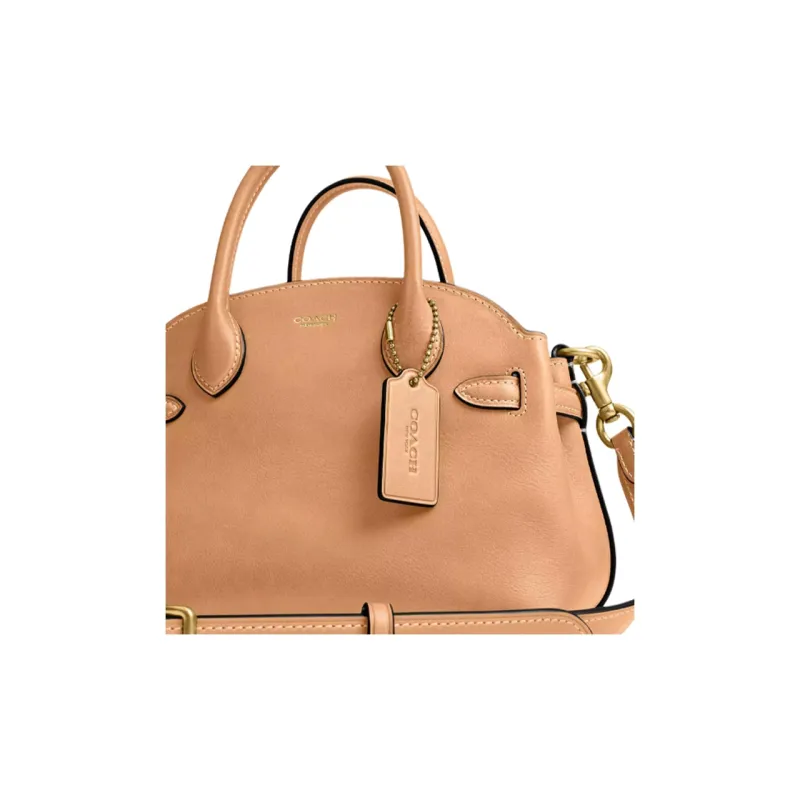 COACH Empire Carryall Tanned Leather One Shoulder Handbags Small Size Women's Khaki-4