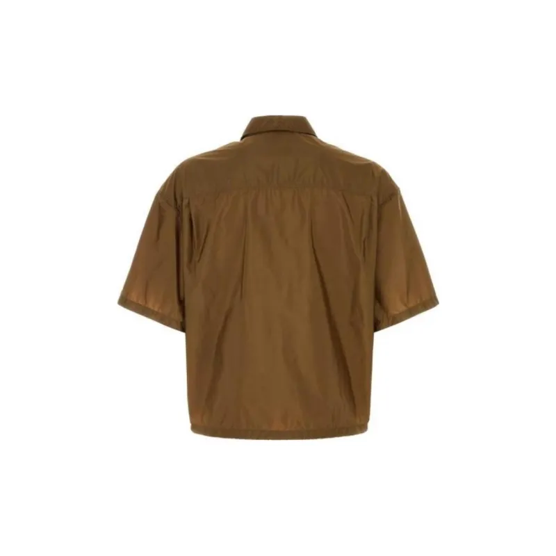 PRADA Logo Plaque Zip Up Shirt-1