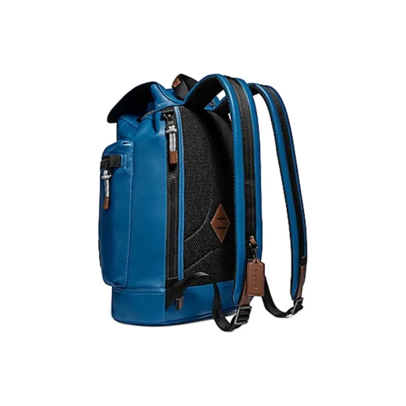 COACH Smooth Leather Backpack Large Size Men's Blue-1