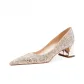 Plain Chunky Heel 4 Cm-Champagne