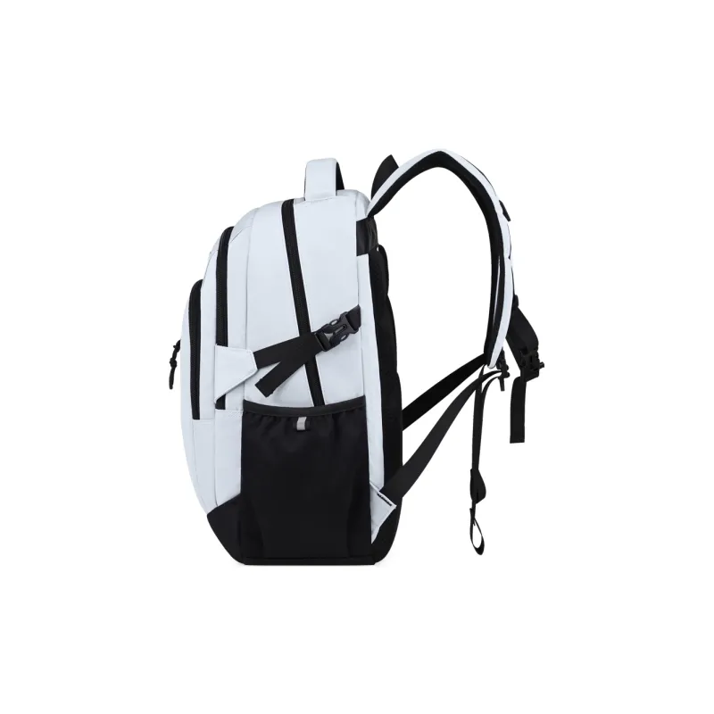 EDISON Nylon Middle And High School Student Backpack Large Size Unisex Black/Silver Gray/Purple-6