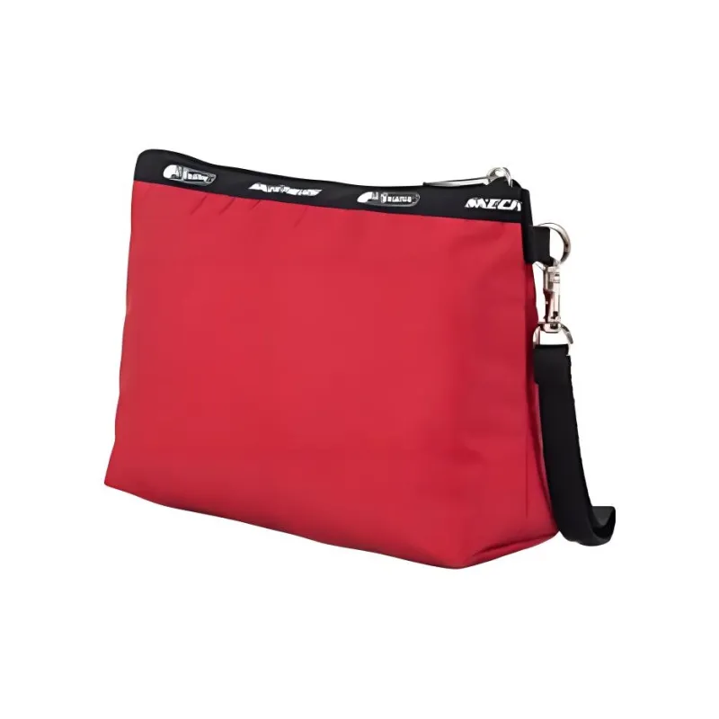 Skechers LeSportsac Poetry Joint Fabric Big Eyed Boy Bag Coin Purse Makeup Clutch Medium Size Unisex Deep Red-3