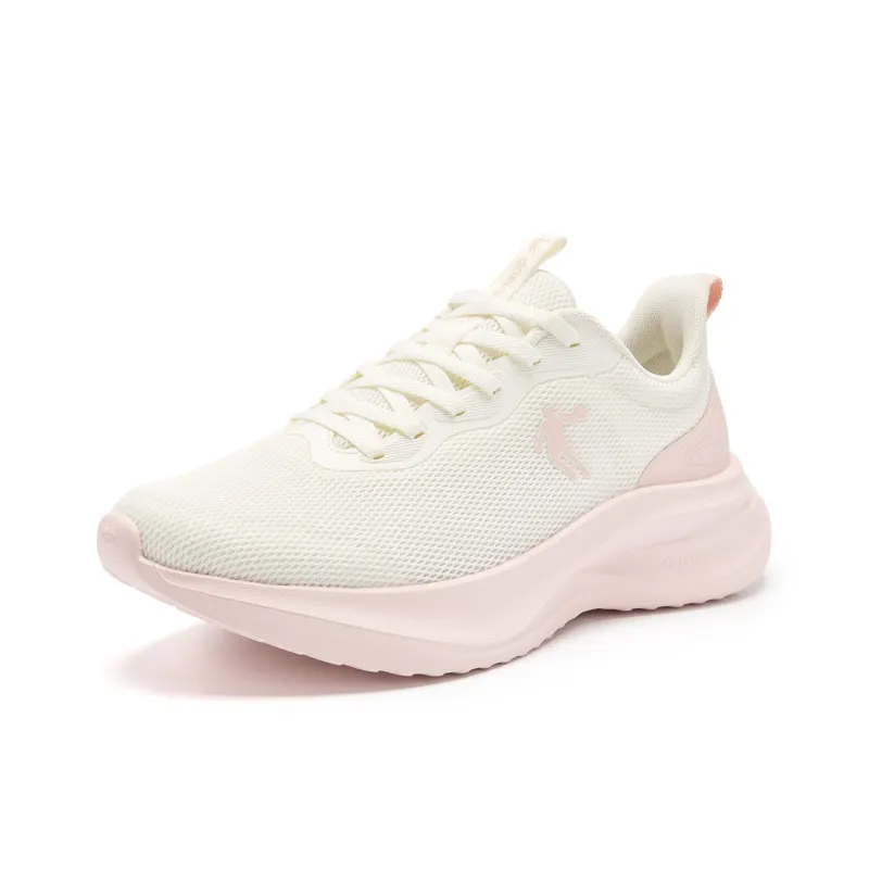 QIAODAN Cushioned Slip-Resistant Abrasion-Resistant Low-Top Casual Running Shoes Women's White Pink-2