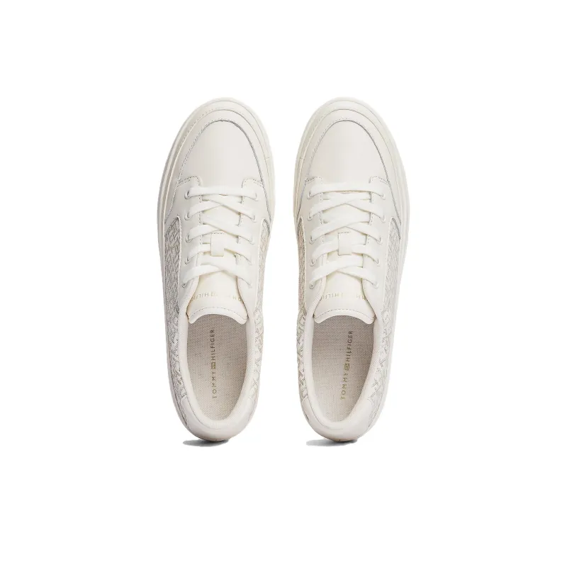 Tommy Hilfiger TH Monogram Low Top Skateboard Shoes Women's White-3
