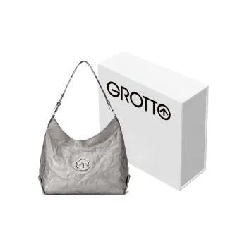 GROTTO Hobo Series Vegetable Tanned Sheepskin One Shoulder Crossbody Soft Bag Trumpets Unisex Moon Silver