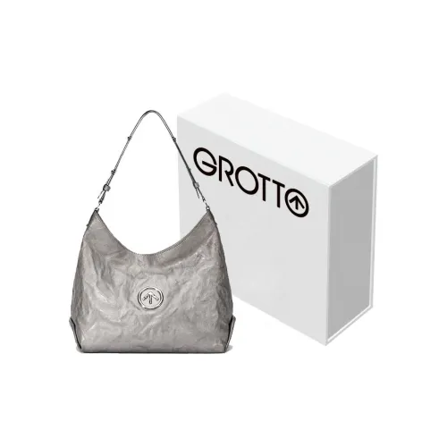 GROTTO 호보 시리즈 숄더백 문 실버 실버 라벨 남녀공용