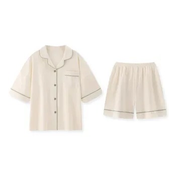 WANANNI Pajama Set Women's Green Edge Apricot