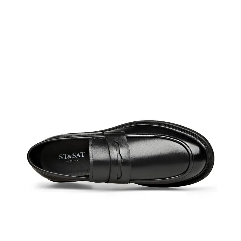 ST&SAT Fashion Genuine Leather Slip-on Dress Shoes Soft Sole Men's Shoes-2