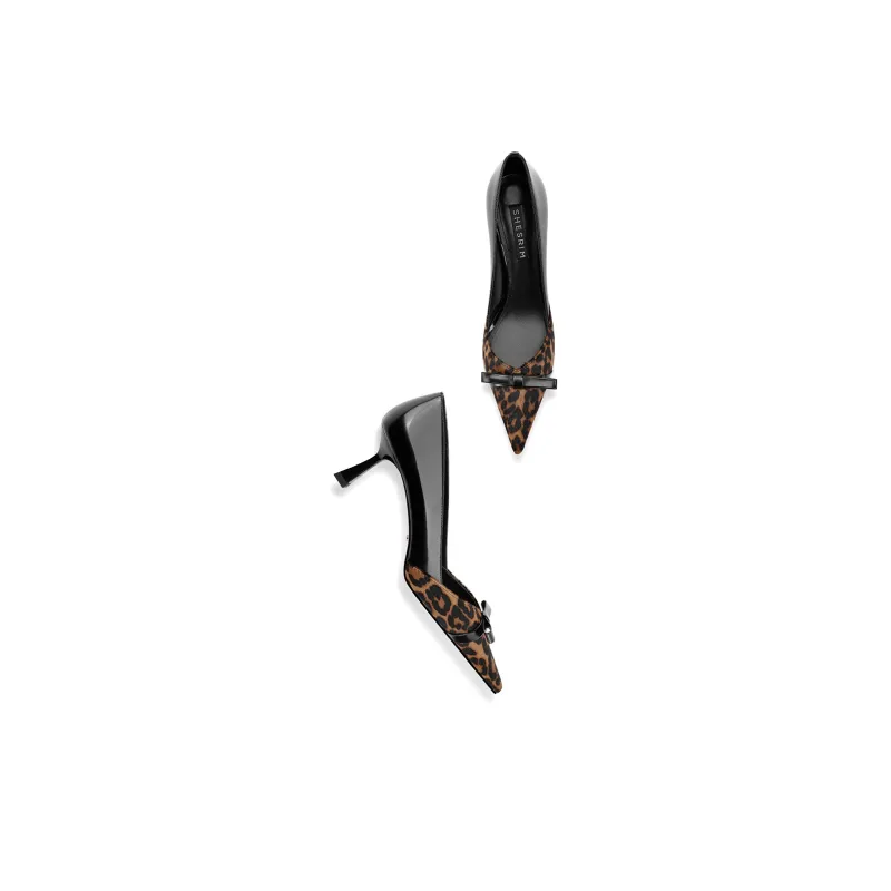 Shesrim Slim Heel High Heels Women's Brown Black-2