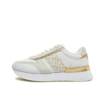 Tommy Hilfiger Lux Monogram Slip Resistant Low Top Casual Shoes Women's White Gold