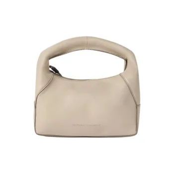 Brunello Cucinelli Calfskin Water Dumpling Bag Handbag Small Size Women's Beige Yellow