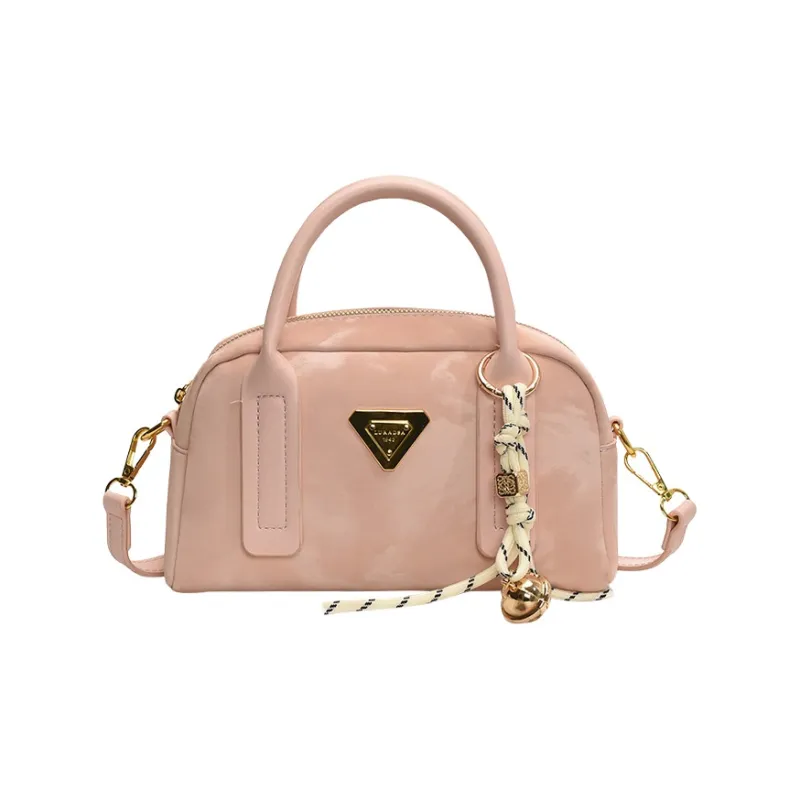 MARKANGARO Synthetic Leather Boston Bag Shoulder Bag Handbag Women's Obsidian Black/Peach Pink/Cream White-8