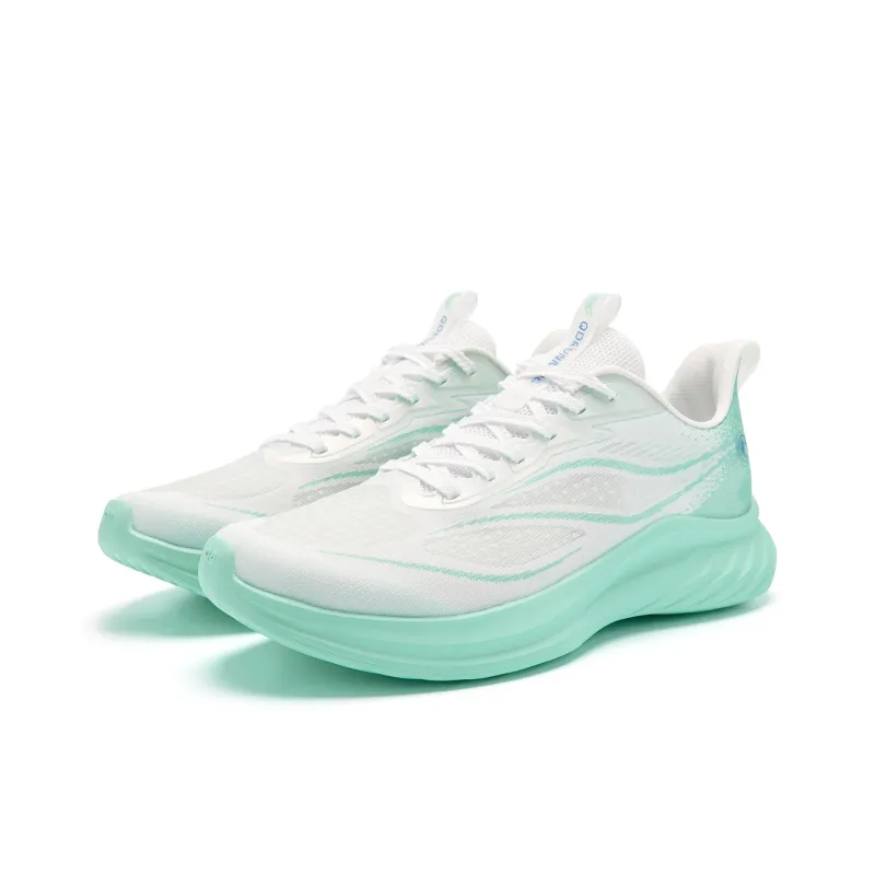 QIAODAN Cushioned Slip-Resistant Abrasion-Resistant Low-Top Casual Running Shoes Men's White Green-2