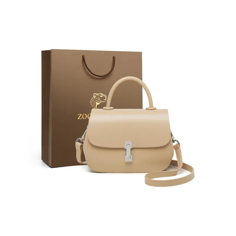 ZOOLER Cow Leather Crossbody Bag, Shoulder Bag Women's Cream Apricot/Milkshake White/Cookie/Hepburn Black-0
