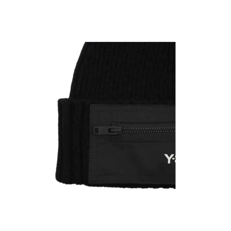 Y 3 Logo Printed Ribbed Knit Beanie-2