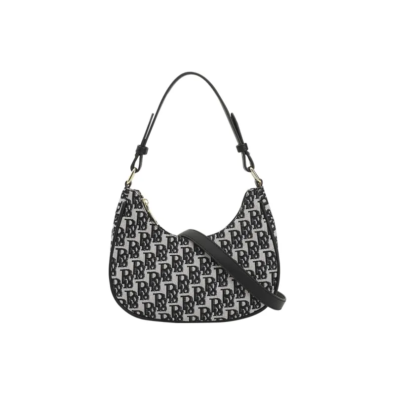 PESASRIE Canvas Portable Crossbody Bag Shoulder Bag Women's Black-1