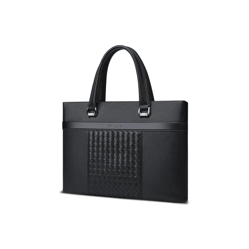 WilliamPOLO Cow Leather Portable Briefcases Regular Men's Black-1
