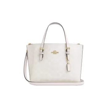 COACH Mollie Coated Canvas One Shoulder Crossbody Bag Tote Bag Shopping Bag Handbag Medium Size Women's White