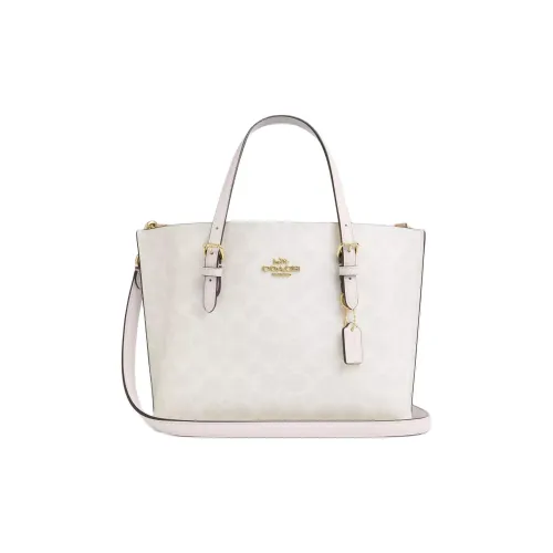 COACH Mollie Coated Canvas One Shoulder Crossbody Bag Twister Bag Shopping Bag Handbag Medium Size Women's White