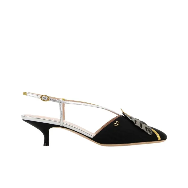 Valentino VLogo Plaque Slingback Pumps-1