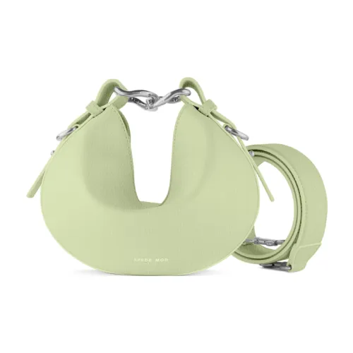 APEDE MOD Cow Leather Crescent Bag, Portable Sycee Bag, Crossbody Bag Small Size Women's Matcha Green Litchi Grain
